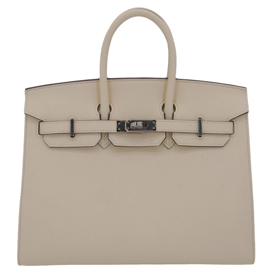 Hermes25cm Birkin Sellier Nata Epsom Leather Palladium Hardware | Studio Nafay
