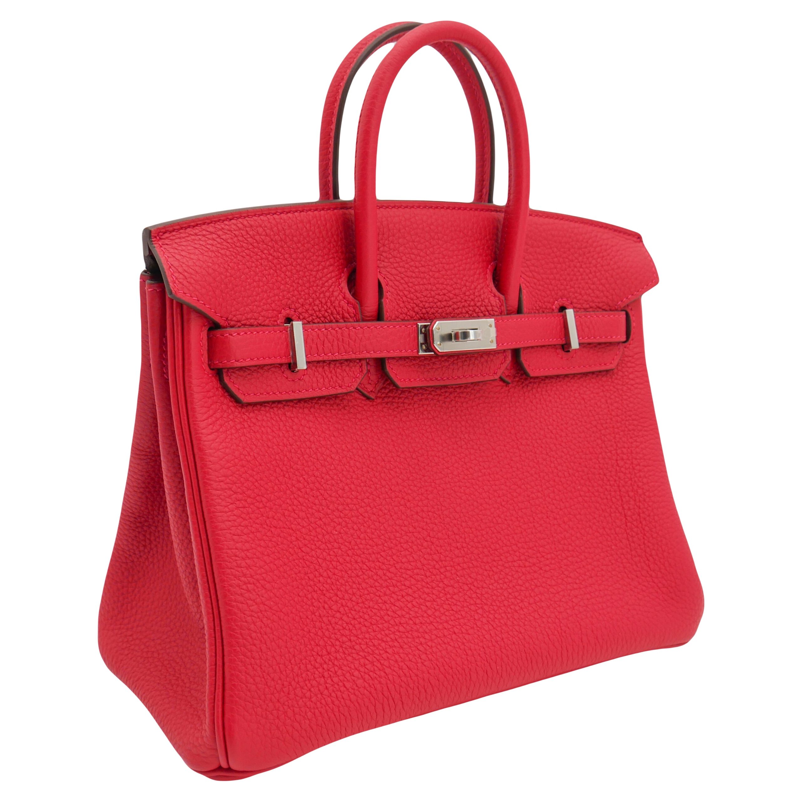 Hermes25cm Birkin Verso Rouge Casaque Togo Leather Palladium Hardware