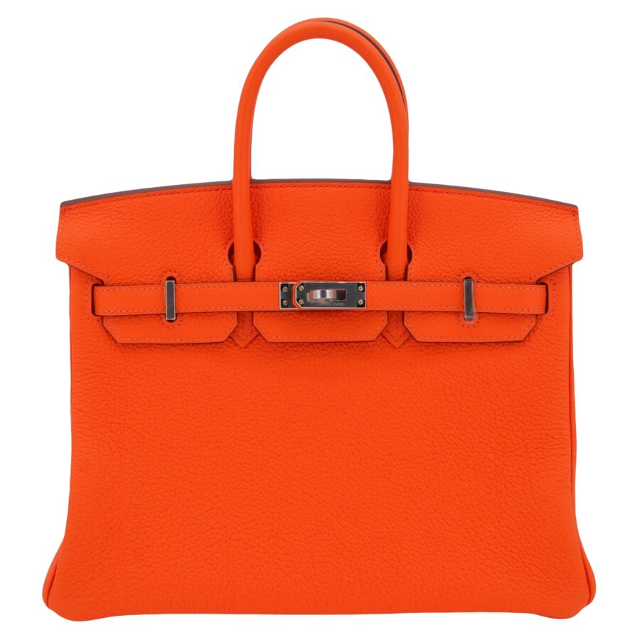 Hermes25cm Birkin Orange Minium Togo Leather Palladium Hardware | Studio Nafay