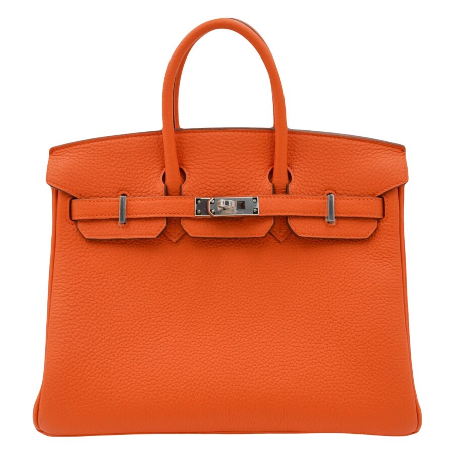Hermes25cm Birkin Orange Togo Leather Palladium Hardware | Studio Nafay