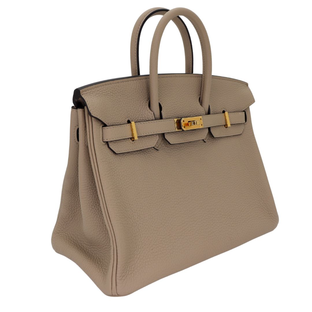 Hermes25cm Birkin Gris Tourterelle Togo Leather Gold Hardware