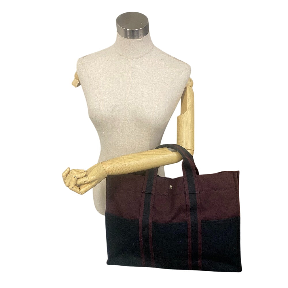 HERMES Tote Bag Cotton canvas wine-red Tote Bag By color Fool ToeMM Women(Unisex)