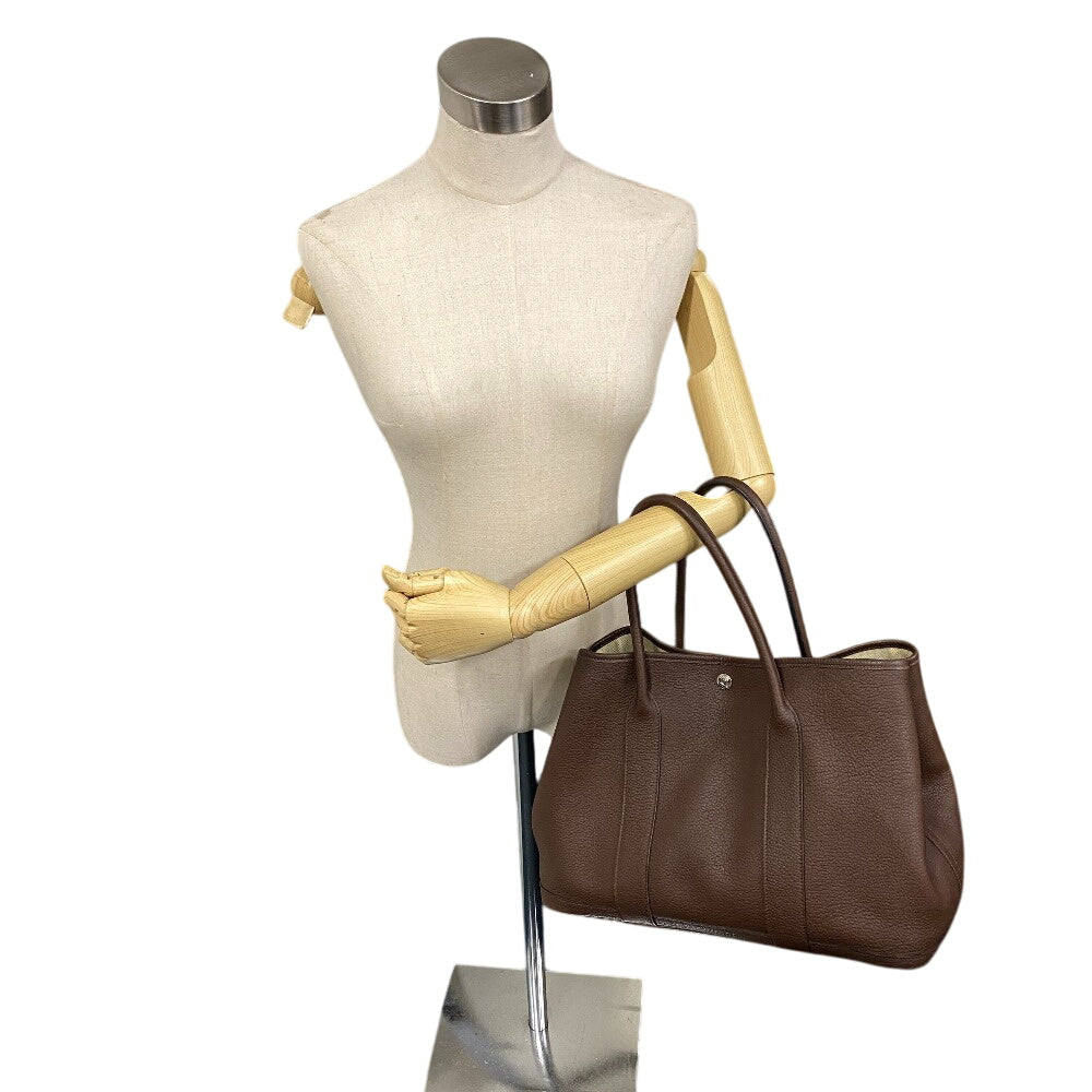 HERMES Tote Bag Leather, Negonda Brown Garden party MM Women