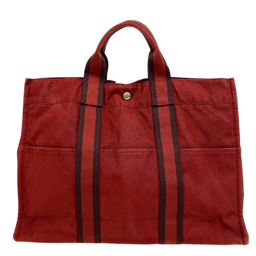 HERMES Tote Bag Cotton canvas Red Handbag Shoulder Bag Hermes Fool ToeMM Women(Unisex) | Studio Nafay
