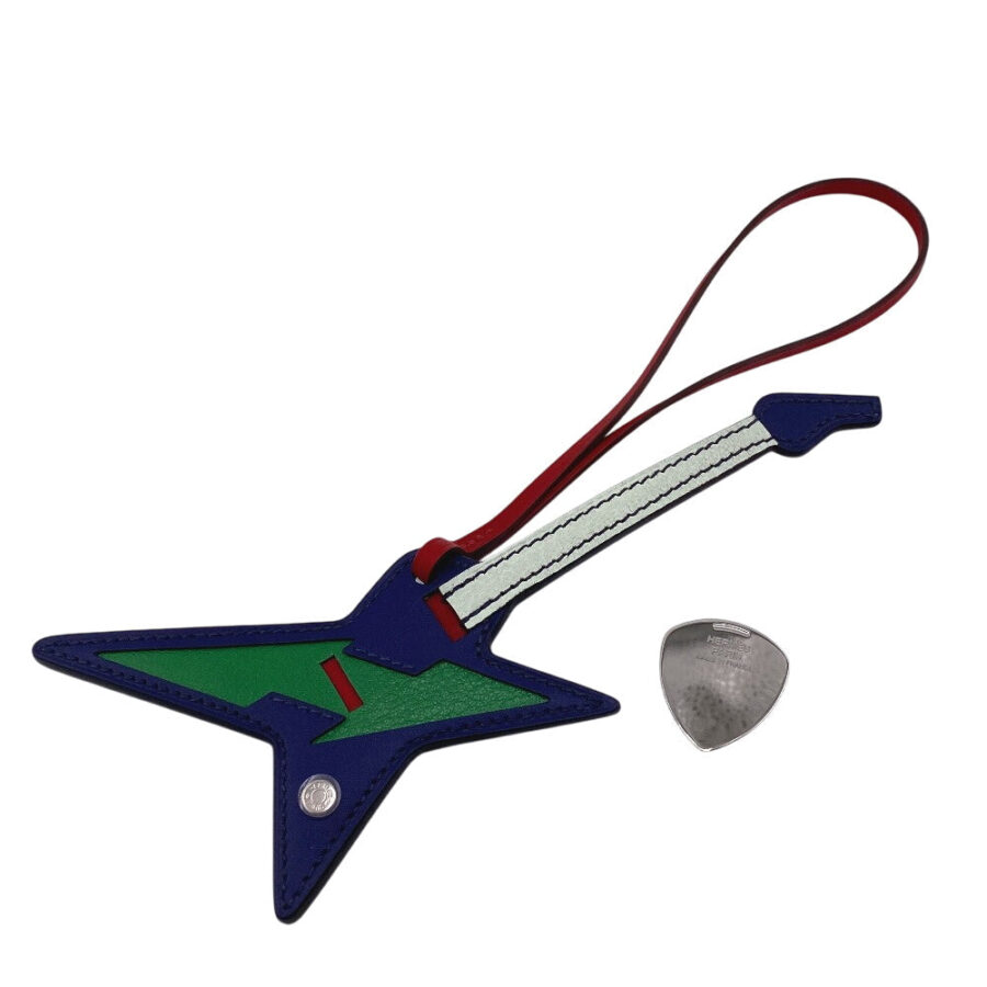 HERMES charm leather multicolor Electric guitar Bag Charm Rodeo Rock charm with pick mens(Unisex) | Studio Nafay