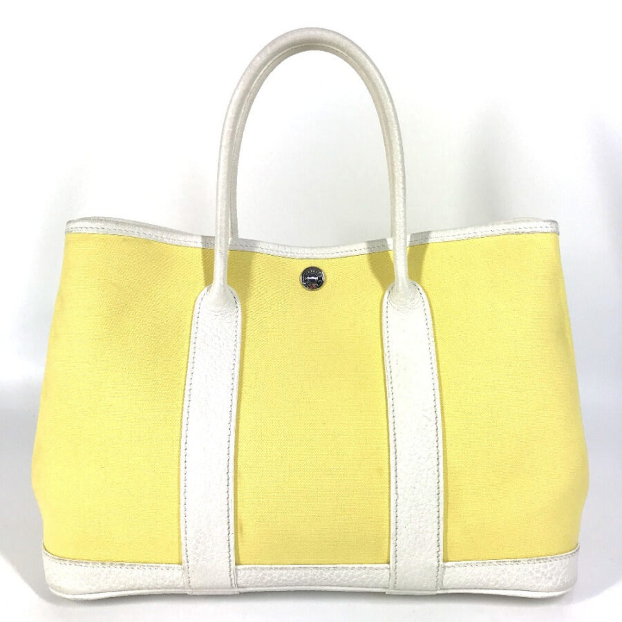 HERMES Handbag Toile H, Leather yellow Garden Party TPM Garden Party TPM | Studio Nafay