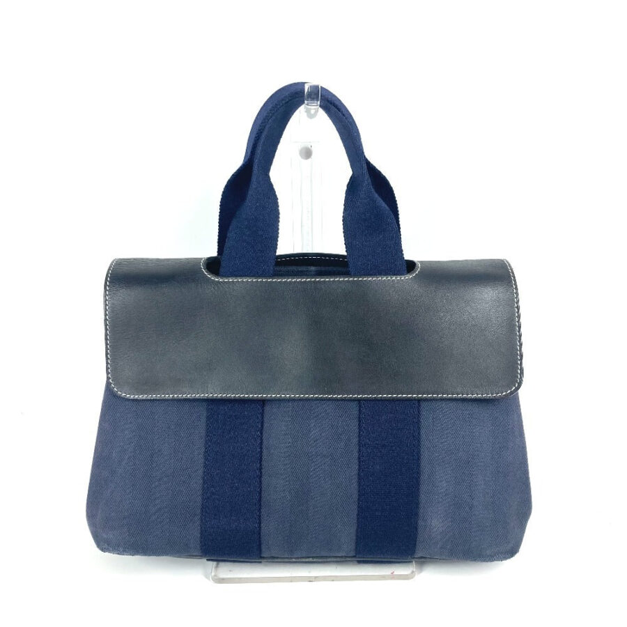HERMES Handbag Leather / canvas Navy Valparaiso PM Valparaiso | Studio Nafay