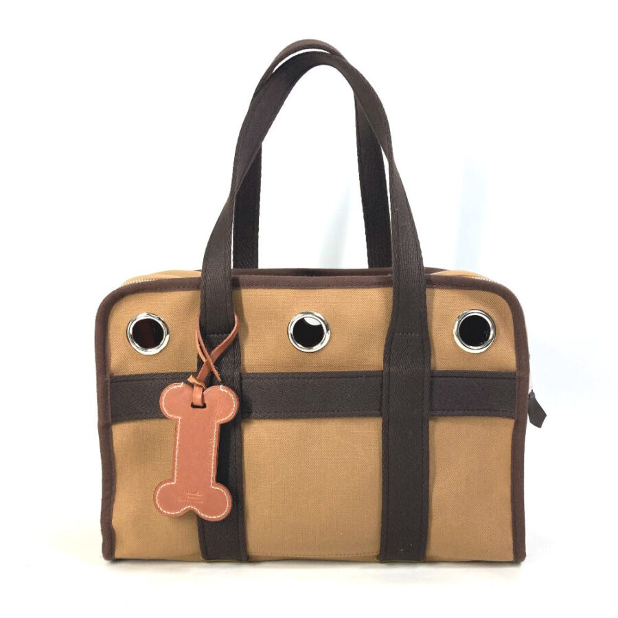 HERMES Boston Duffel bag Nylon, Cotton, Polyurethane Brown Pet Dog Tote Bag Bag for small dogs under 5kg Dog carry unisex(Unisex) | Studio Nafay