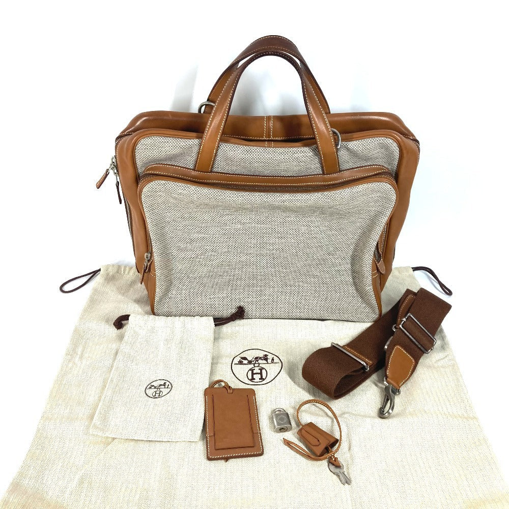 HERMES Business bag, Toile H Technique x Barenia Brown bag Currysh Express unisex(Unisex)
