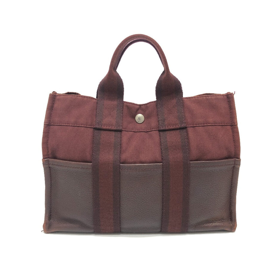 HERMES Handbag Leather / canvas Wine red type Half leather Fool ToePM Women | Studio Nafay