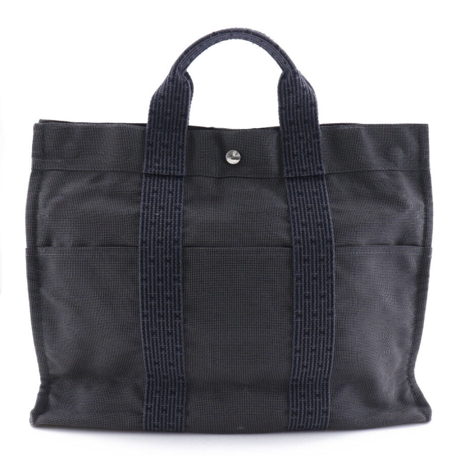 HERMES Handbag Nylon canvas gray Her LineTote MM mens(Unisex) | Studio Nafay