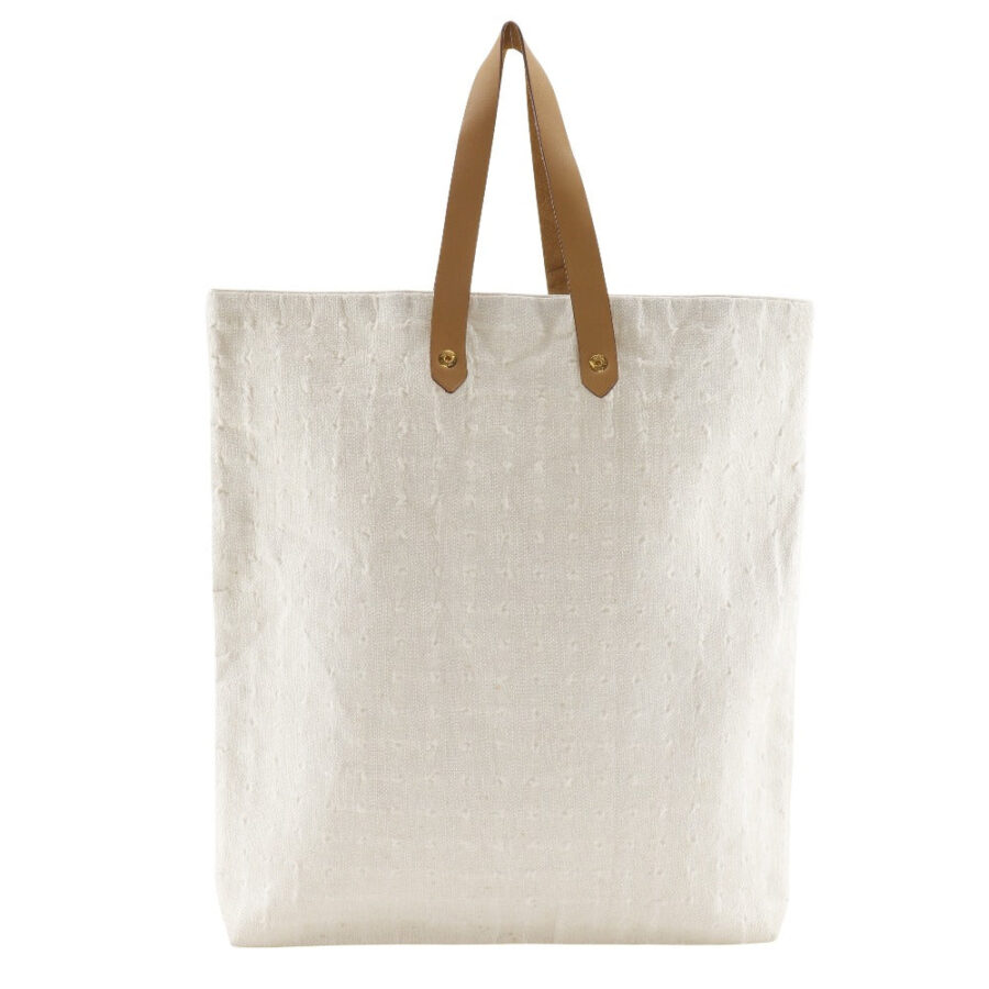 HERMES Handbag cotton White Amedaba Tote GM | Studio Nafay