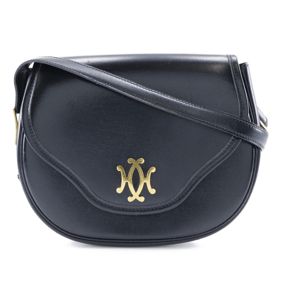 HERMES Shoulder Bag Calfskin Black/Gold Metal Double H Women | Studio Nafay