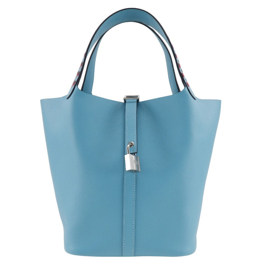 HERMES Handbag Epsom light blue Tresage Pico Tan Lock MM Women | Studio Nafay