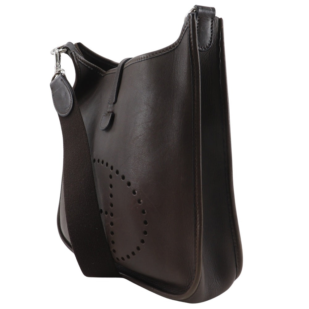 HERMES Shoulder Bag Calfskin Brown Evelyn Evelyn PM