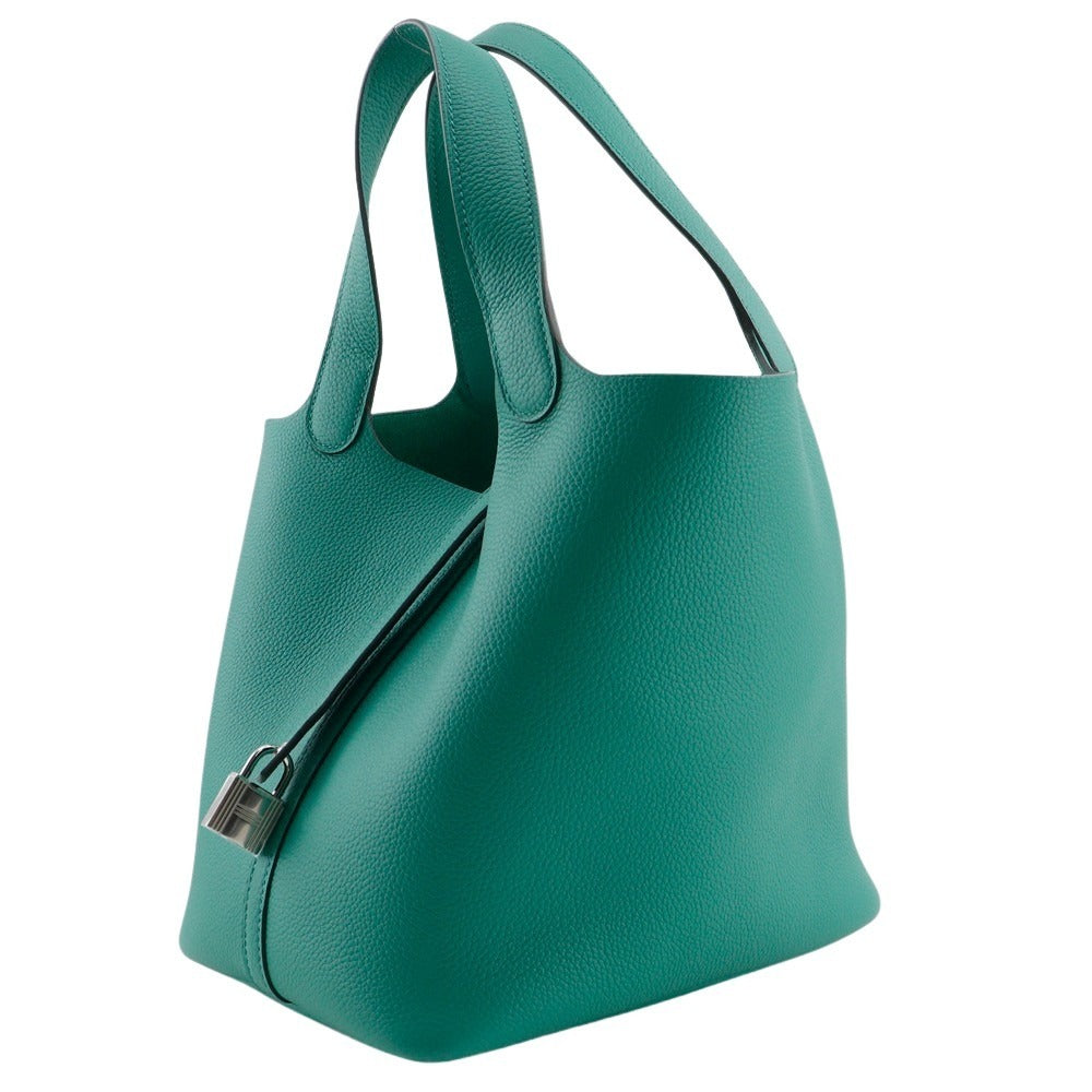 HERMES Handbag Taurillon Clemence Maurice Green Picotan Lock 22 MM