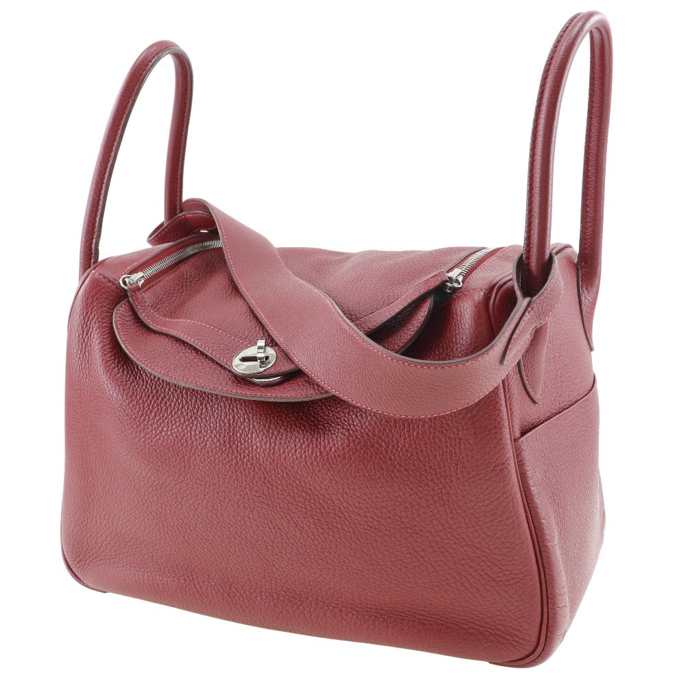 HERMES Handbag Taurillon Clemence Red Lindy 34 Women