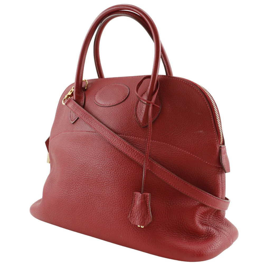 HERMES Handbag Taurillon Clemence Red/Gold Metal 2WAYShoulder Bored 35 Women