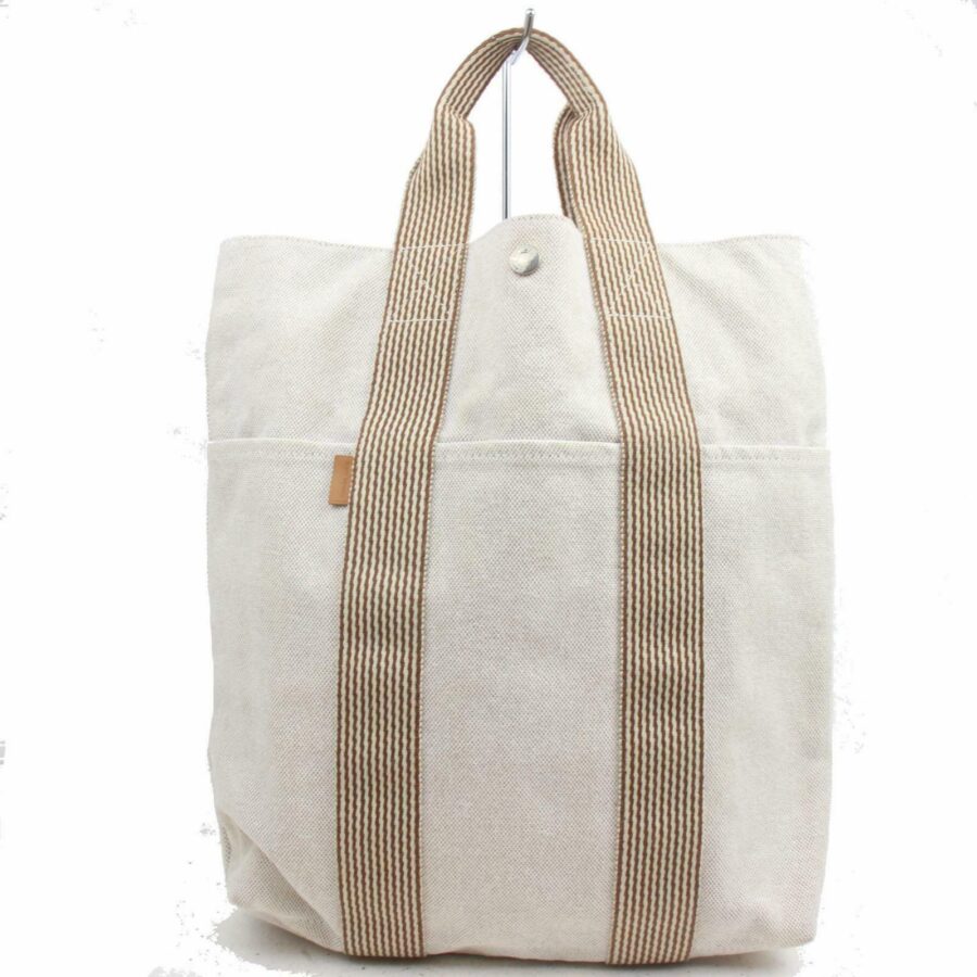 Luxury Hermes Tote Bag New Fourretout Cabas Beige Canvas ( -15895) | Studio Nafay
