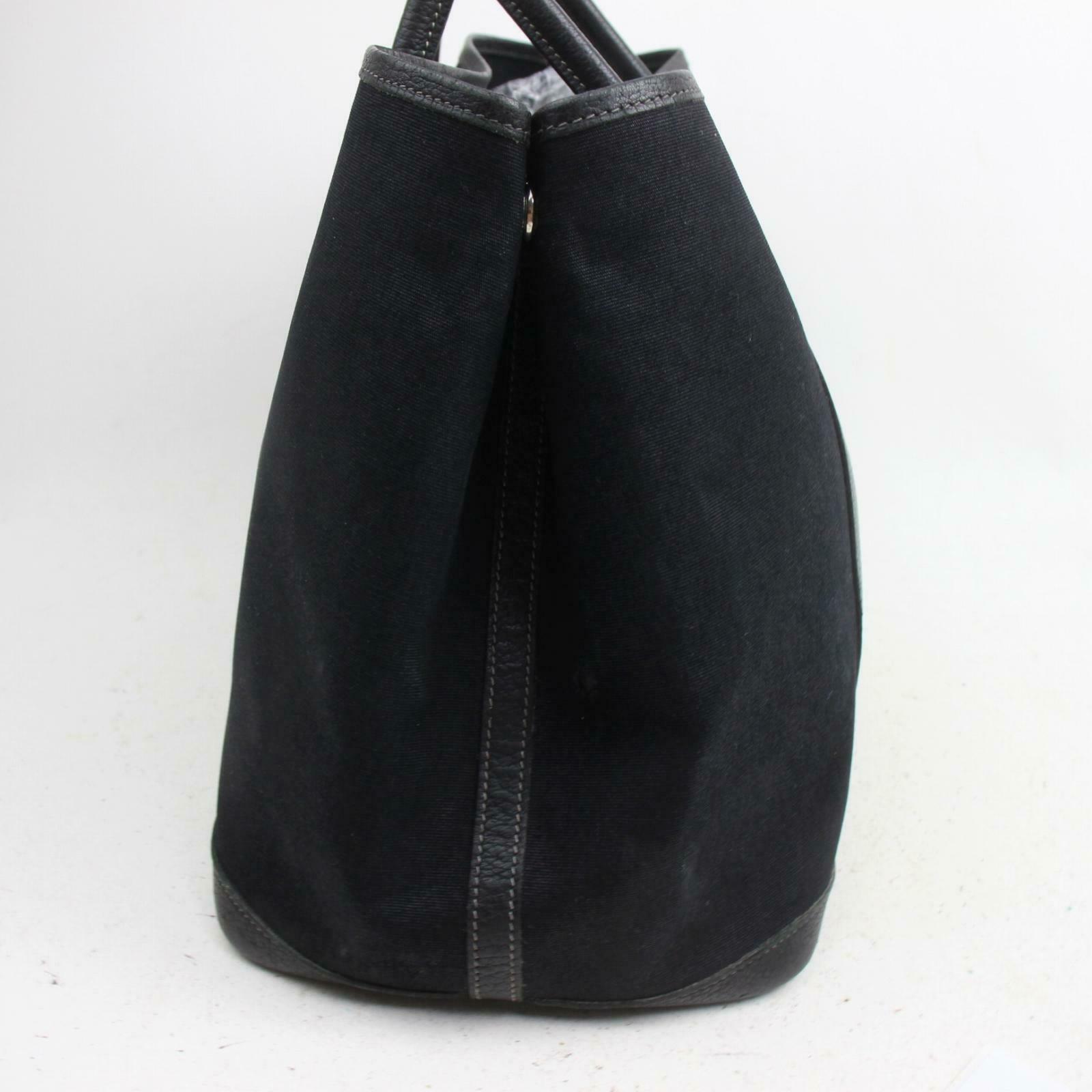 Luxury Hermes Tote Bag Garden Party Pm Black Canvas ( -16032)