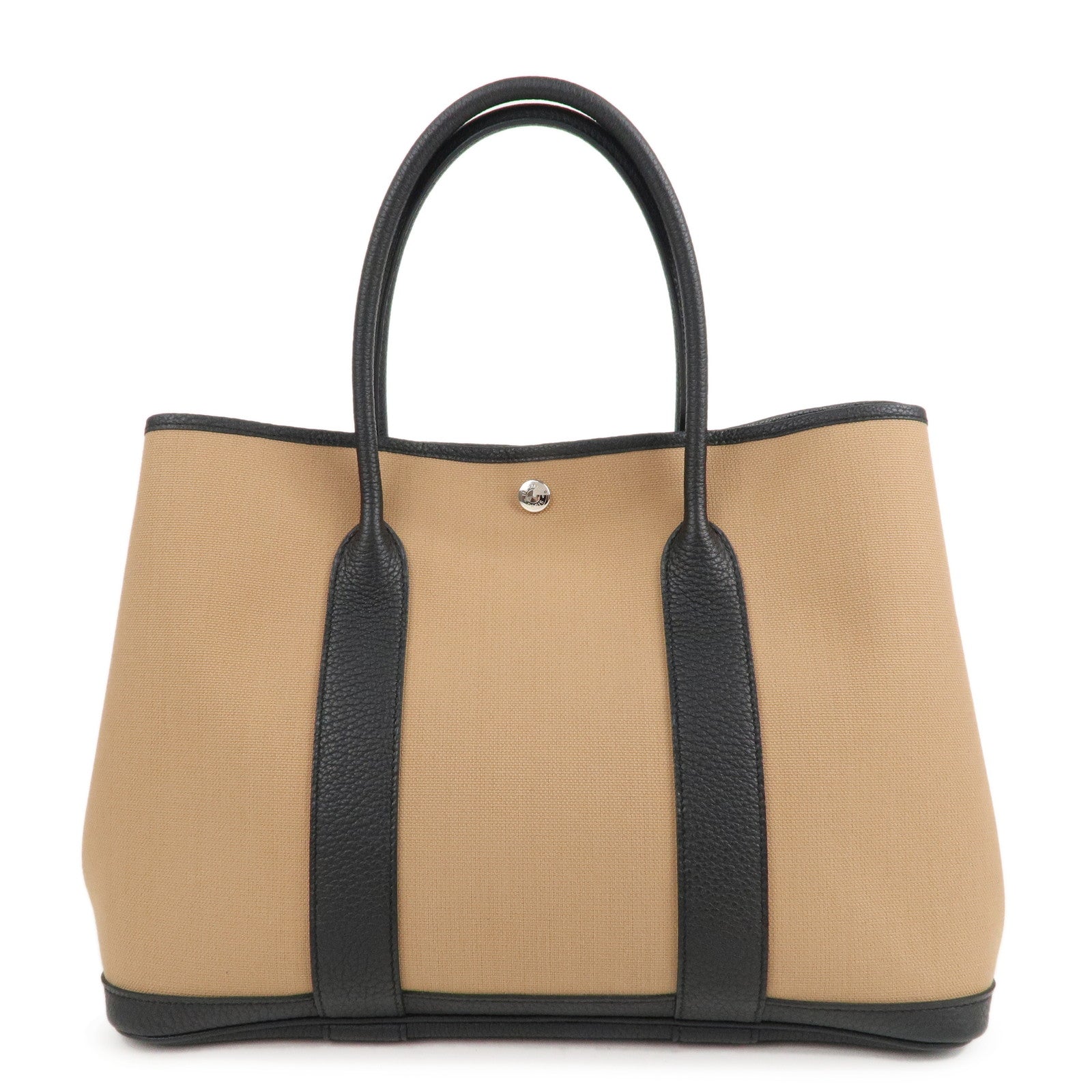 Luxury Hermes Toile Militaire Negonda Garden Party Bag Brown Black - Product Image 2