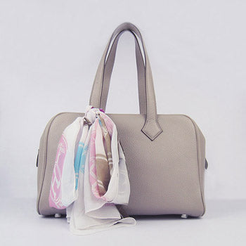 Luxury Hermes Togo leather handbag grey