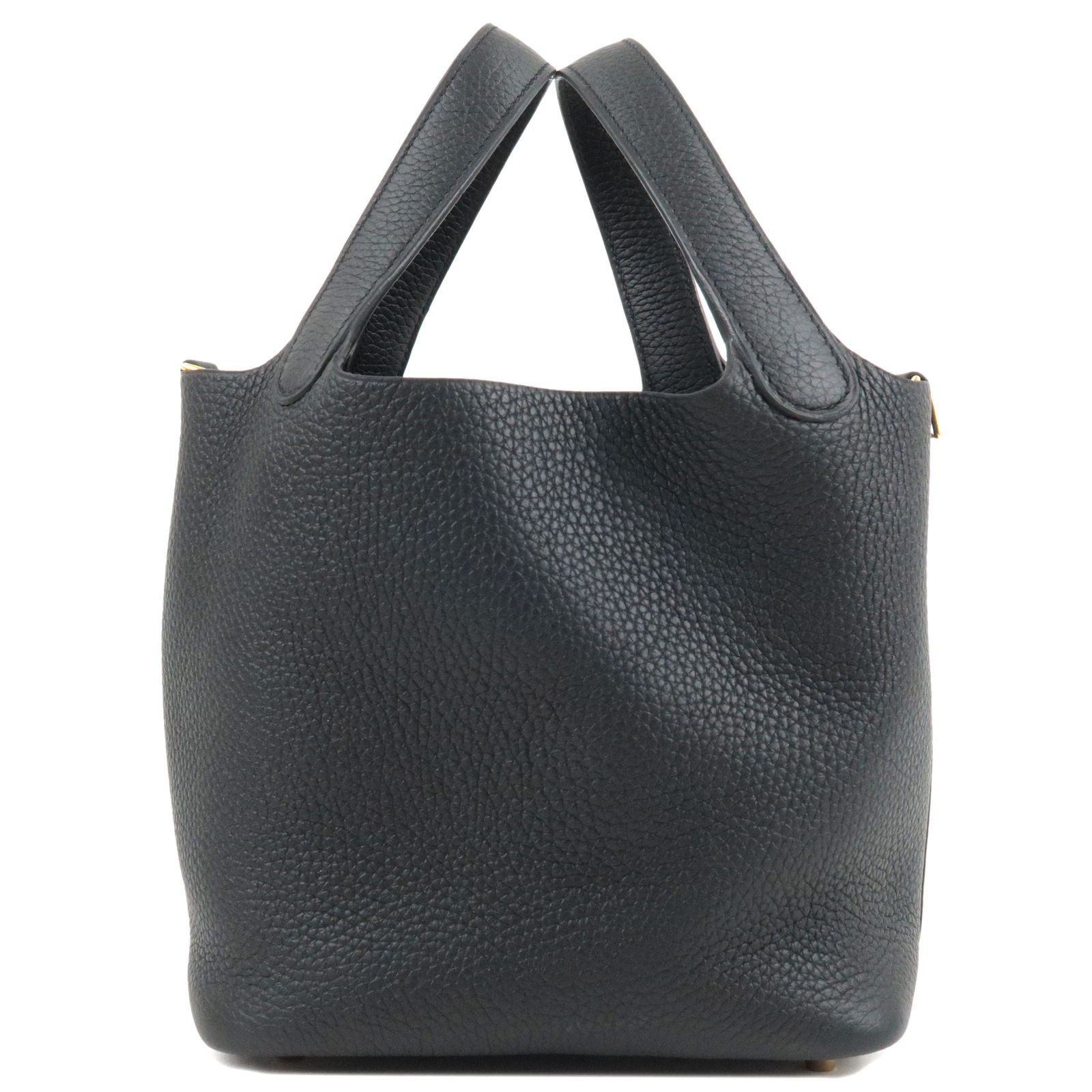 Luxury Hermes Taurillon Clemence Picotin Lock PM Hand Bag Black