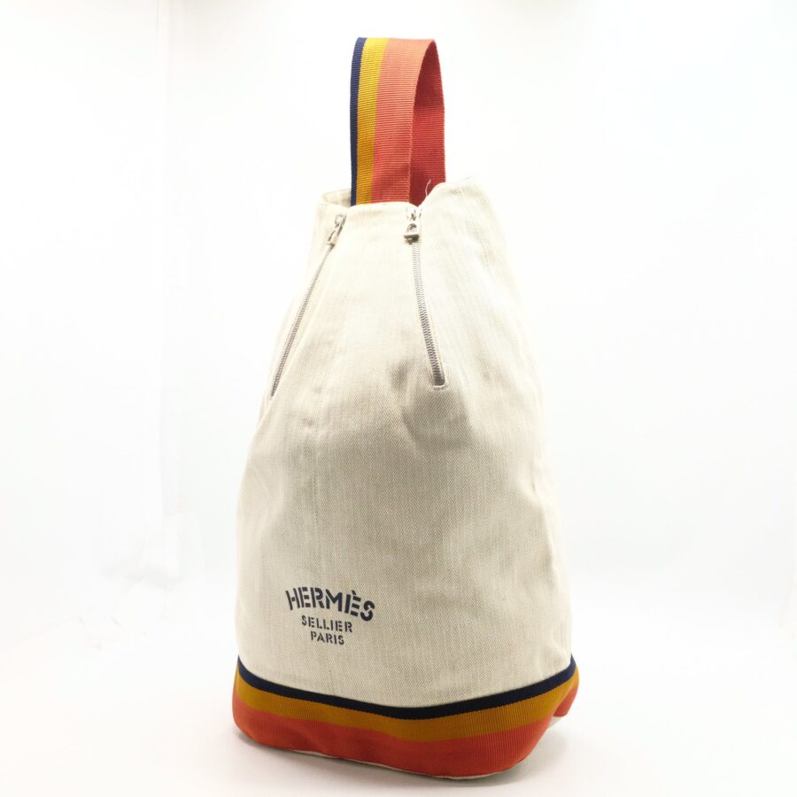 Hermes Natural Toile Chevron Cavalier Sling Bag in Off White Canvas | Studio Nafay