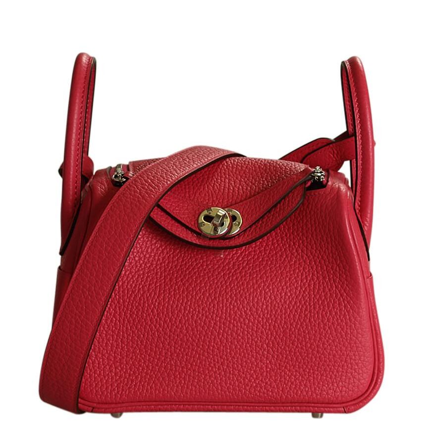 Luxury Hermes Mini Lindy 20 Rose Extreme Taurillon Clemence 2- Way Bag | Studio Nafay