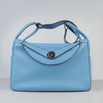 Luxury Hermes Lindy 34cm handbag 6208 light blue