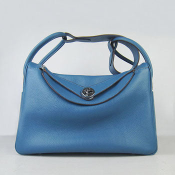 Luxury Hermes Lindy 34cm handbag 6208 blue Silver