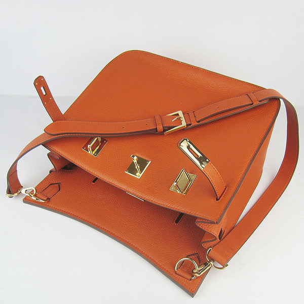 Luxury Hermes Leather Shoulder bag orange golden | Studio Nafay