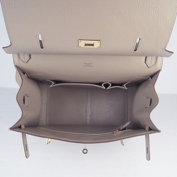 Luxury Hermes Leather Shoulder bag grey golden | Studio Nafay