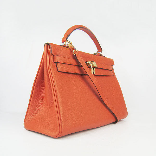 Luxury Hermes Kelly 35cm Togo Leather Handbag Orange/Golden | Studio Nafay