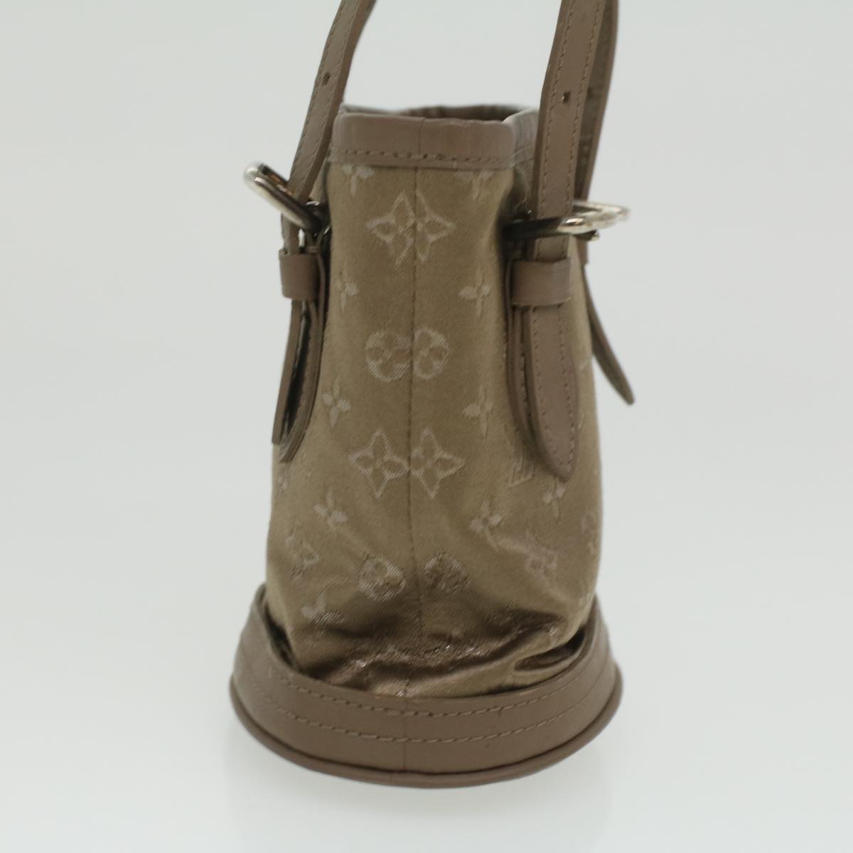 LOUIS VUITTON Monogram Satin Little bucket Hand Bag Beige LV Auth am3521A