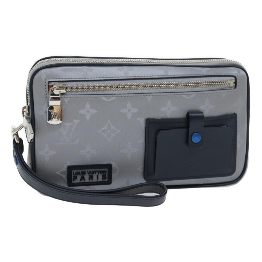 LOUIS VUITTON Monogram satellite alpha Clutch Bag Silver LV Auth 29977A | Studio Nafay