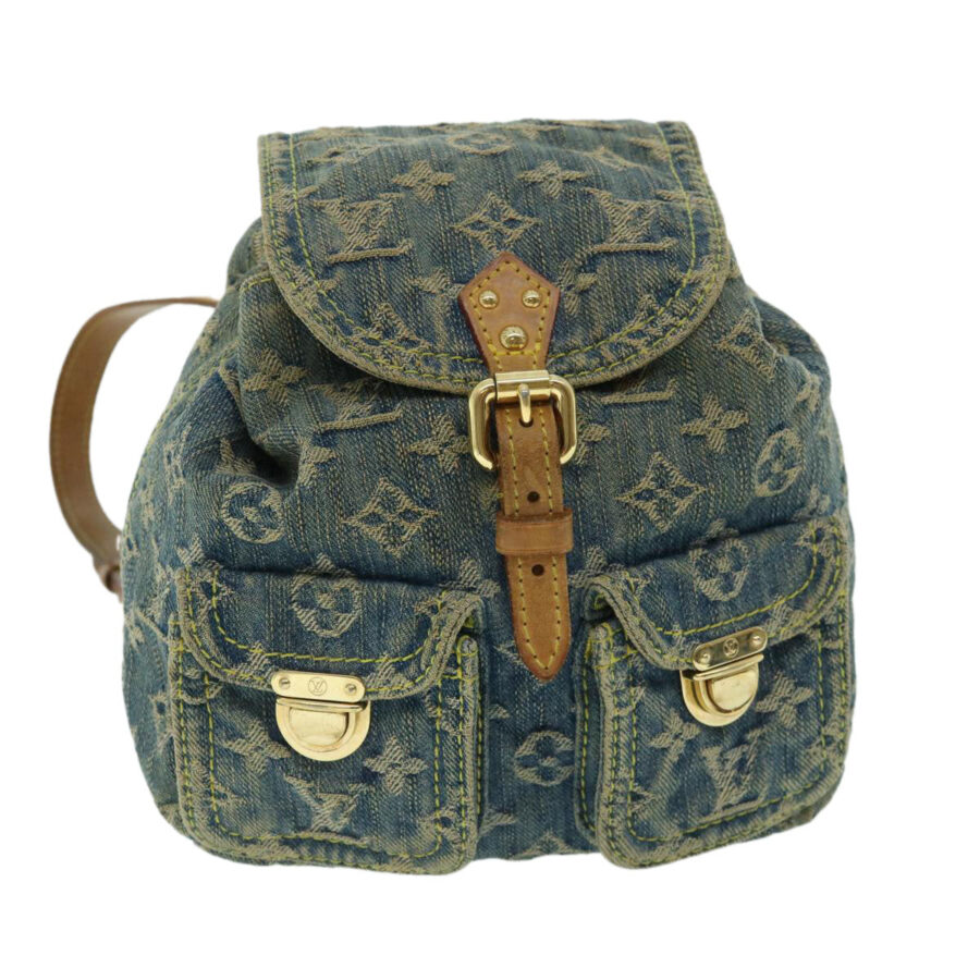 LOUIS VUITTON Monogram Denim Sac A Dos PM Backpack Blue LV 32418 | Studio Nafay