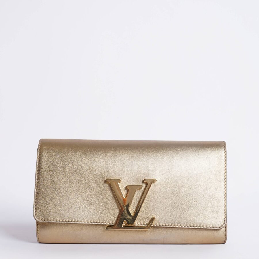 Louis Vuitton Metallic Gold Leather Louise Clutch | Studio Nafay