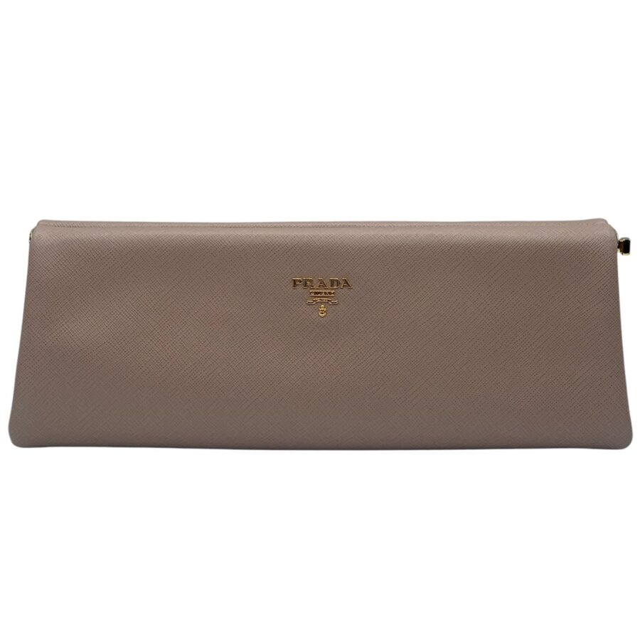 Pink Saffiano Leather Clutch | Studio Nafay