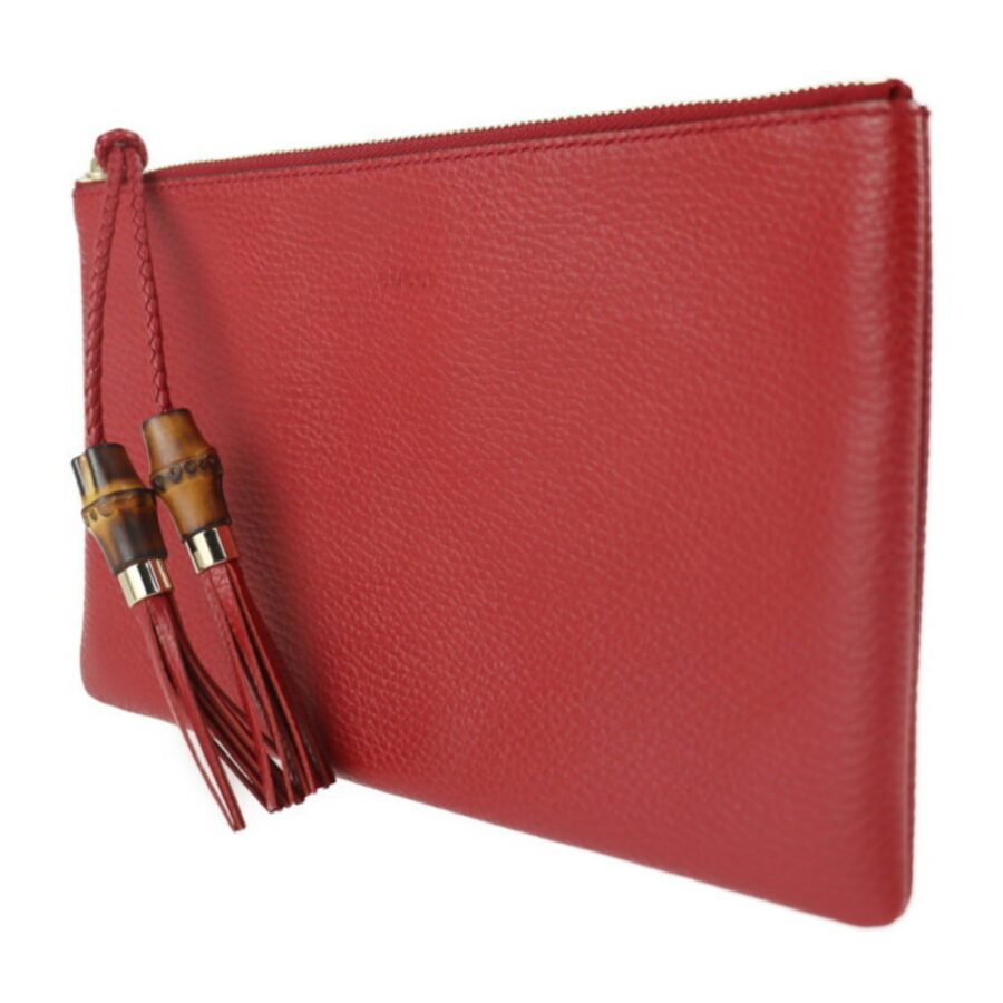 Gucci Bamboo Clutch Bag 449652 Leather Red Tassel Second | Studio Nafay