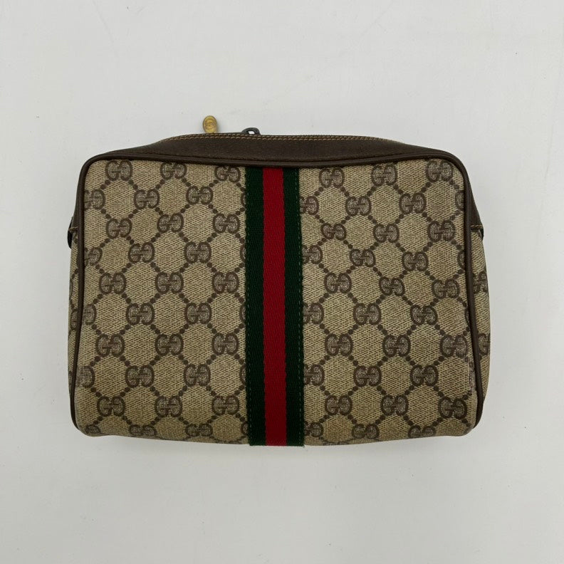 Gucci Beige GG Canvas Stripe Clutch Wristlet Small Morandi | Studio Nafay
