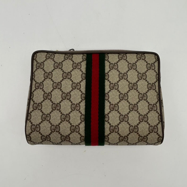 Gucci Beige Multicolor Canvas Leather Medium Clutch & Wristlet | Studio Nafay