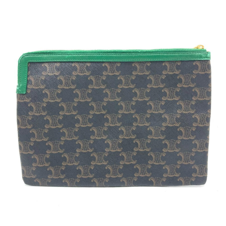CELINE Clutch bag leather Brown triomphe logo mens | Studio Nafay