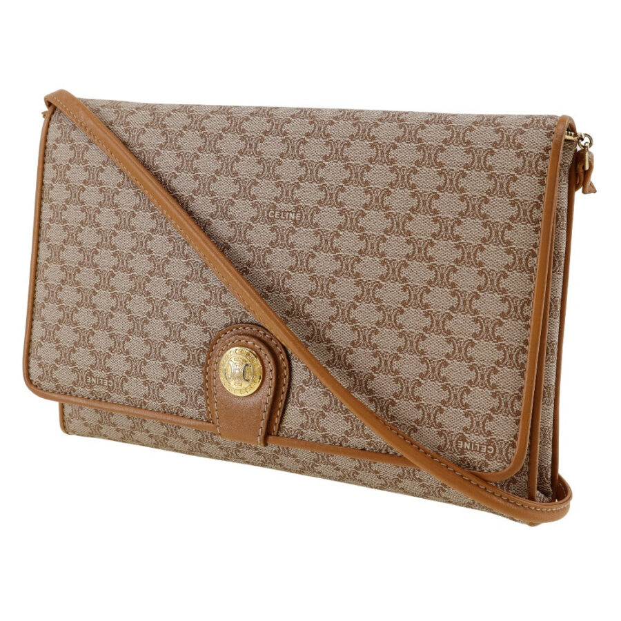 CELINE Shoulder Bag PVC, Leather beige 2-way clutch Macadam Old Celine Women | Studio Nafay