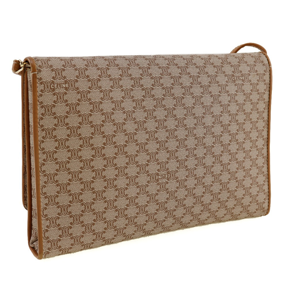 CELINE Shoulder Bag PVC, Leather beige 2-way clutch Macadam Old Celine Women