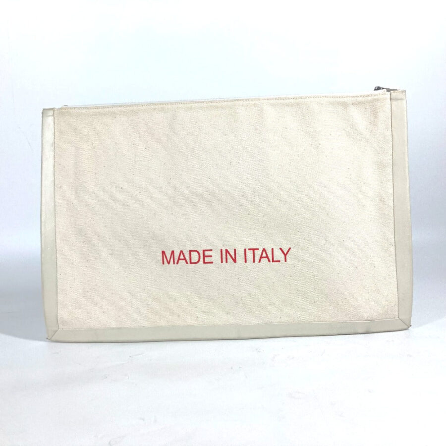 CELINE Clutch bag Leather / canvas white logo Women | Studio Nafay