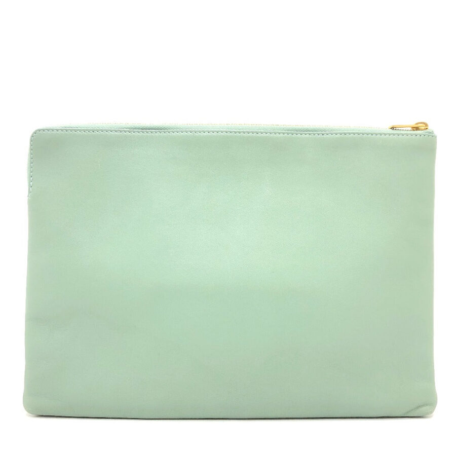 CELINE Clutch bag leather Green type business bag | Studio Nafay