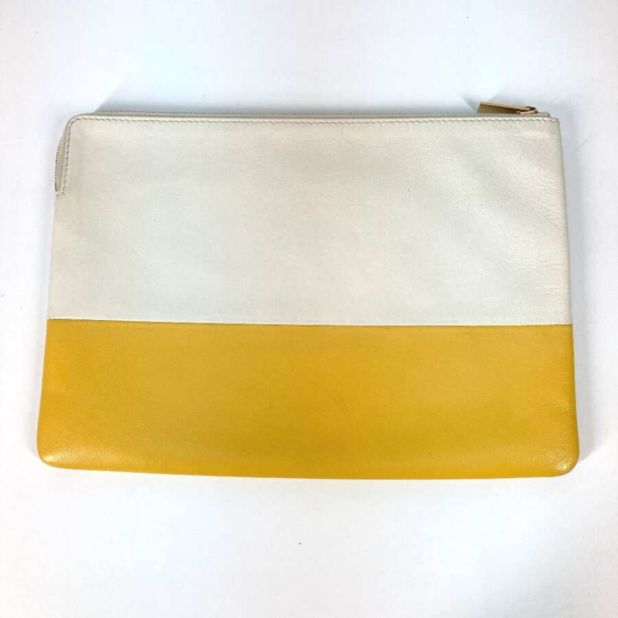 CELINE Clutch bag leather White x yellow By color | Studio Nafay