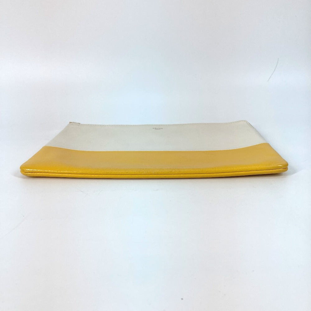 CELINE Clutch bag leather White x yellow By color