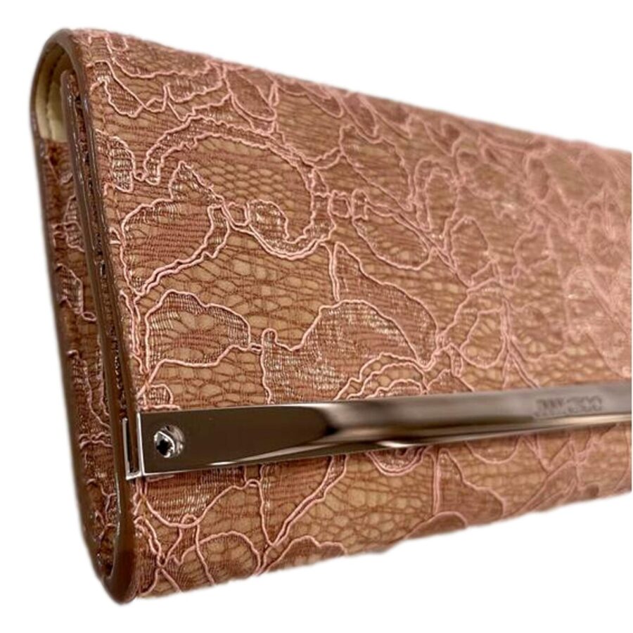 Jimmy Choo Milla Powder Pink Lace Clutch | Studio Nafay